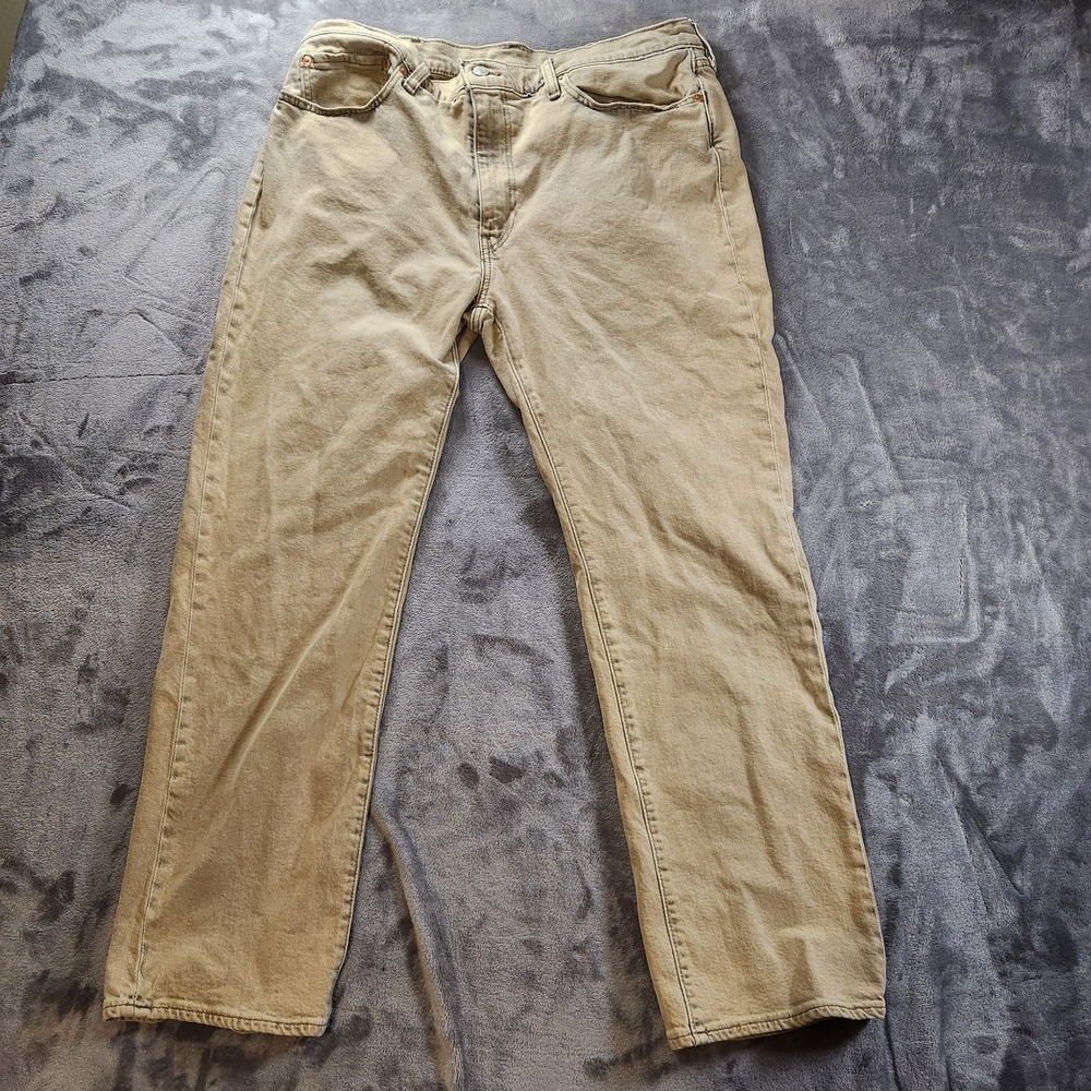 Levis 514 Jeans Mens 38x30 Beige Straight Leg Premium Stretch Denim Big E